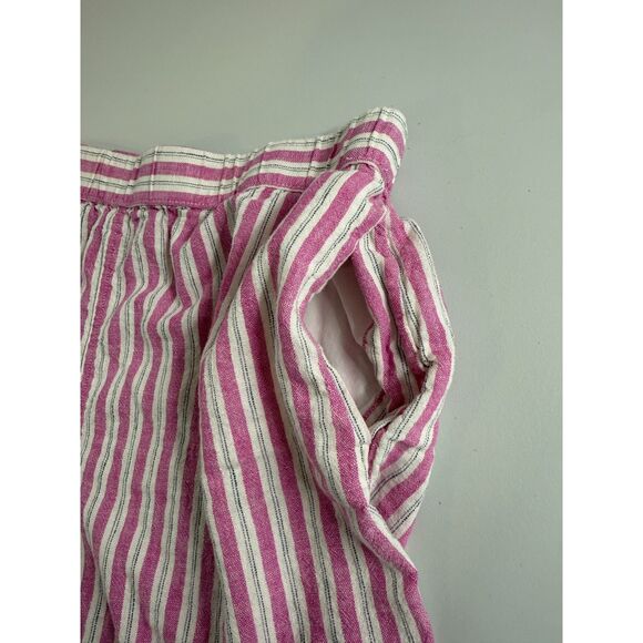 Universal Thread Linen Blend Pull On Short Pink White Stripe Women's L Large - Picture 2 of 11